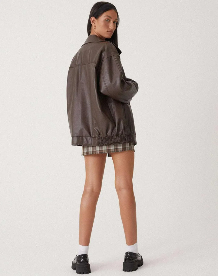 Women's Oversized Casual Jacket with Zip-Up