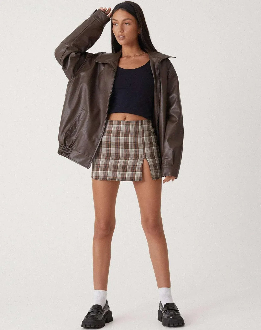 Women's Oversized Casual Jacket with Zip-Up