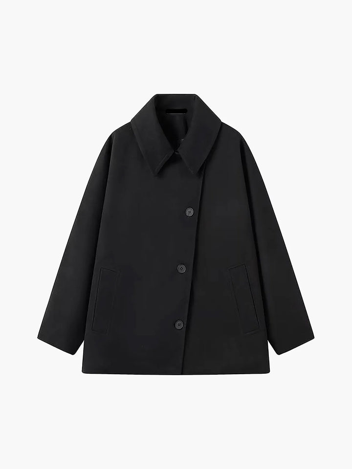 Women's Oversized Jacket with Button Closure and Side Pockets