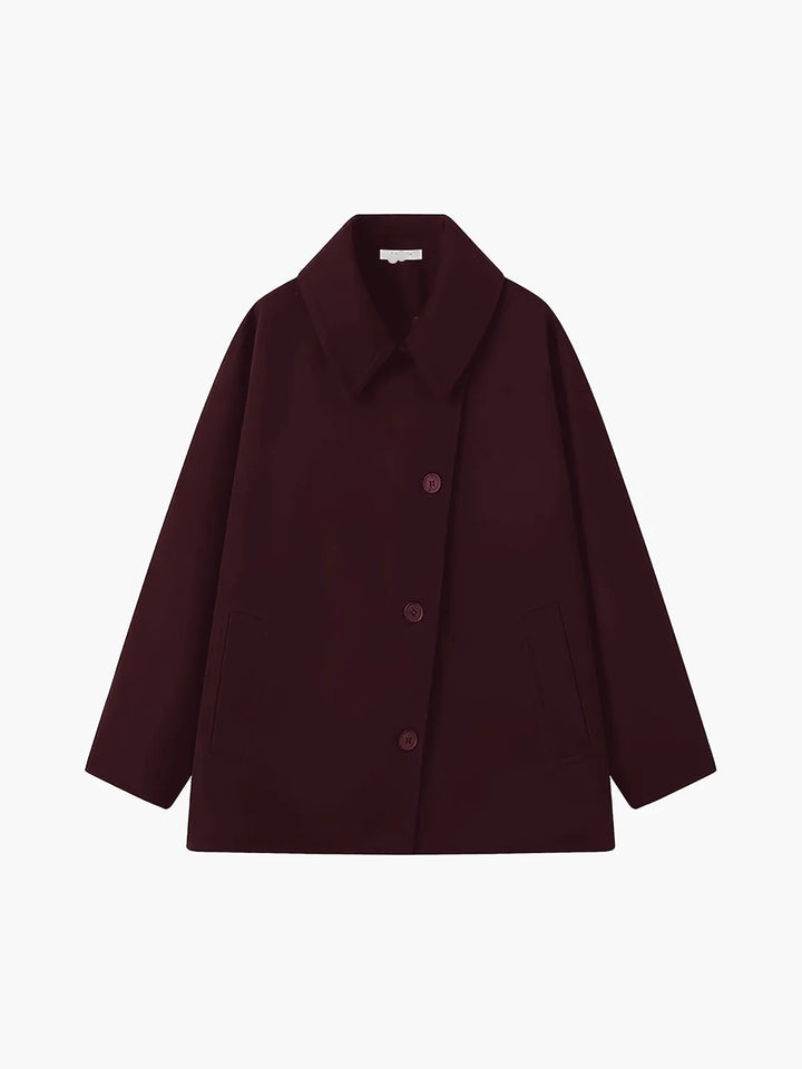 Women's Oversized Jacket with Button Closure and Side Pockets