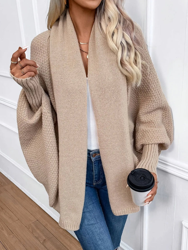 Women's Oversized Knit Jacket with Balloon Sleeves