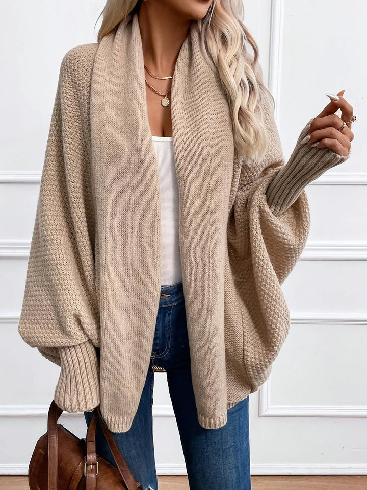 Women's Oversized Knit Jacket with Balloon Sleeves