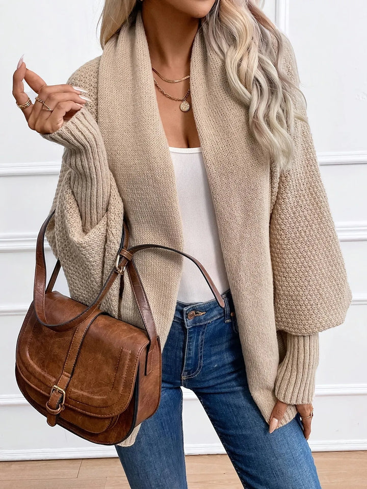 Women's Oversized Knit Jacket with Balloon Sleeves