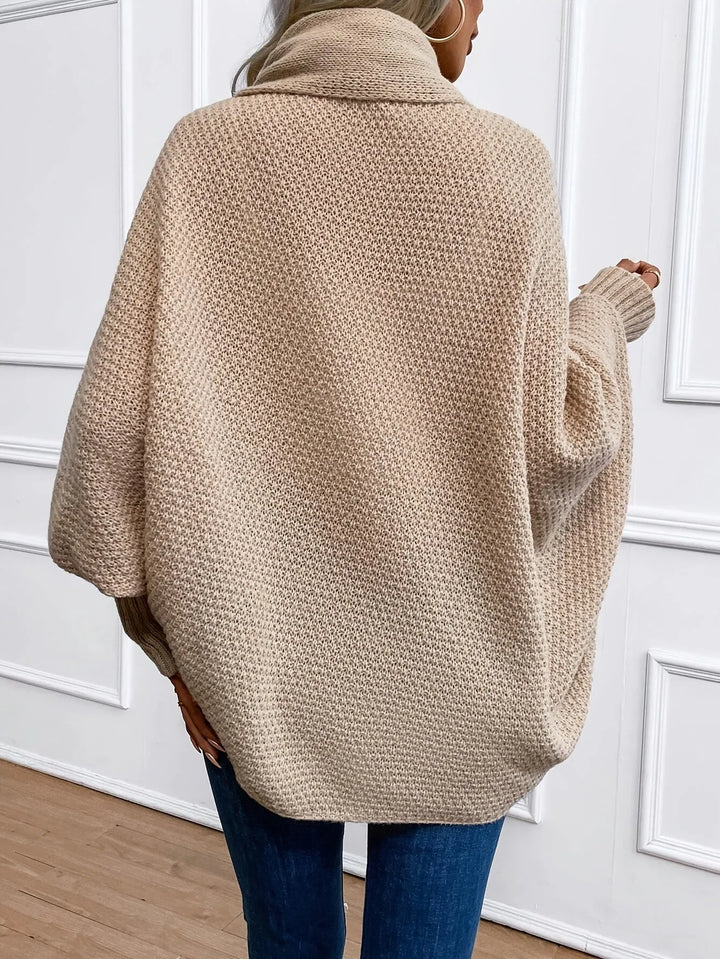 Women's Oversized Knit Jacket with Balloon Sleeves