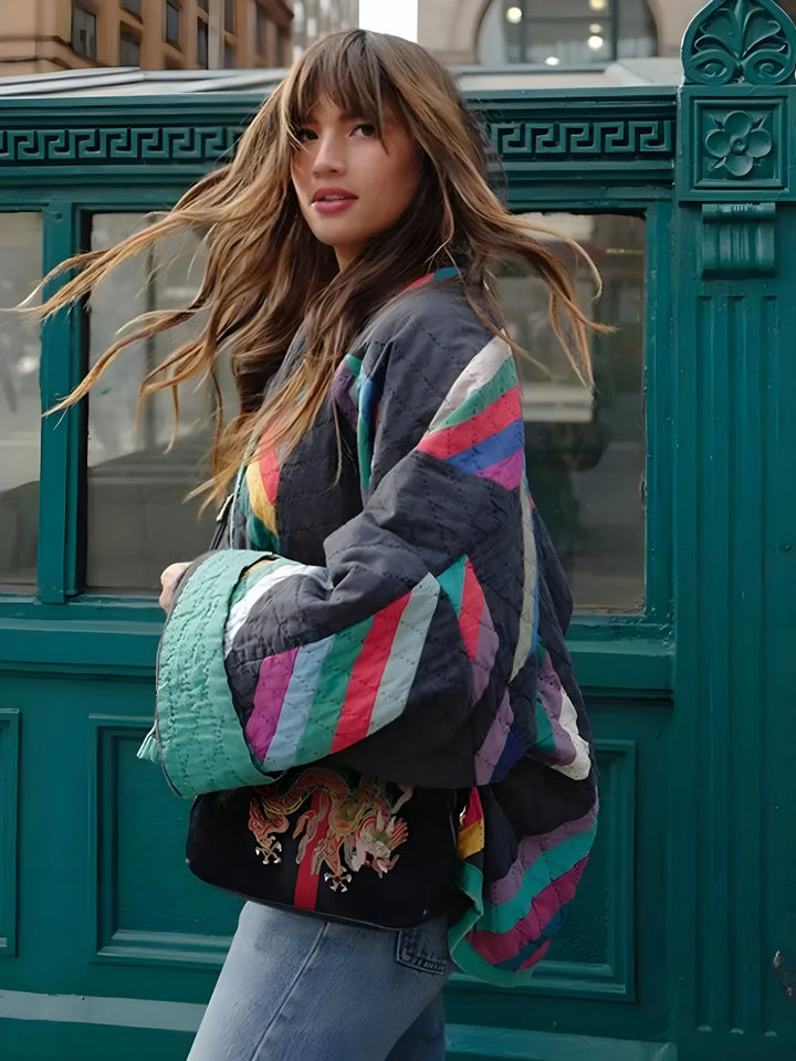 Women's Oversized Quilted Jacket with Balloon Sleeves