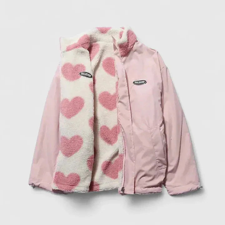 Women's Oversized Reversible Jacket with Funnel Neck