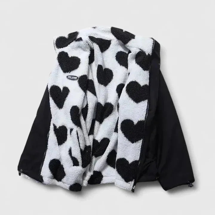 Women's Oversized Reversible Jacket with Funnel Neck