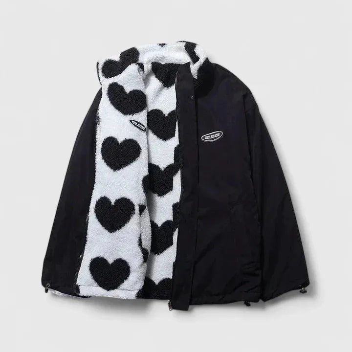 Women's Oversized Reversible Jacket with Funnel Neck