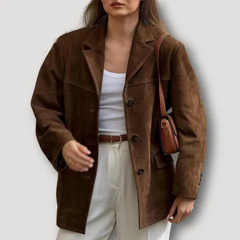 Women's Oversized Spring Jacket with Lapel Collar