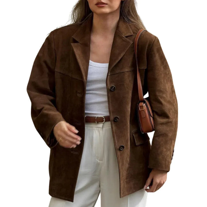 Women's Oversized Spring Jacket with Lapel Collar