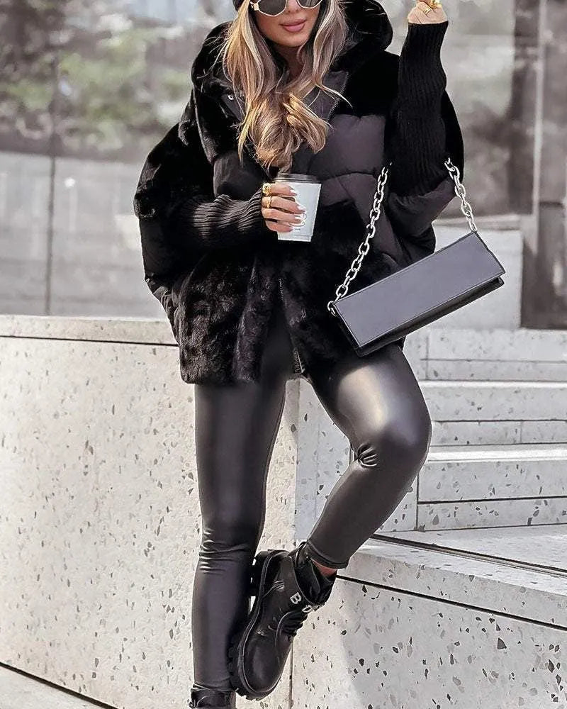 Women's Padded Oversized Winter Jacket with Hood