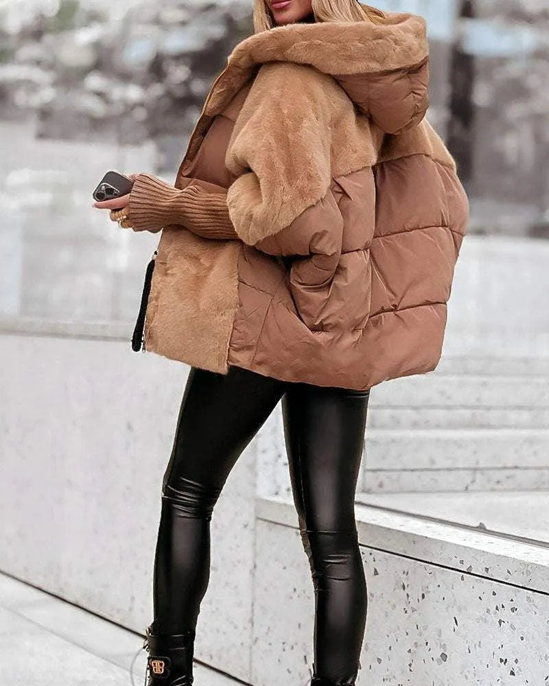 Women's Padded Oversized Winter Jacket with Hood