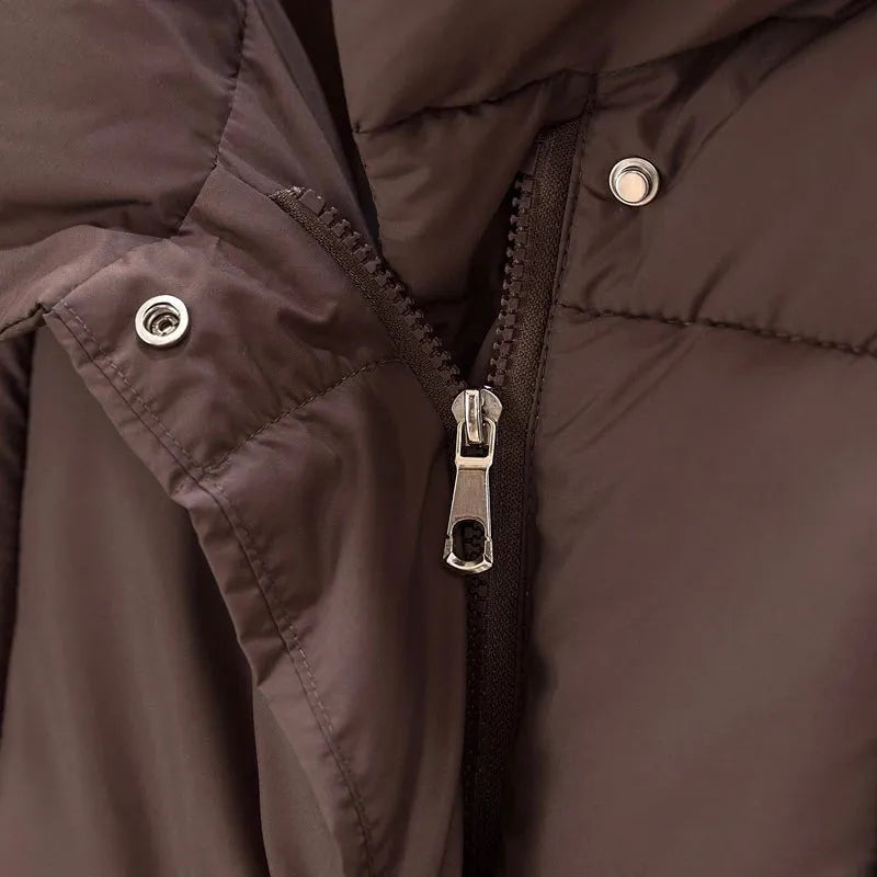 Women’s Padded Short Winter Jacket with Belted Waist