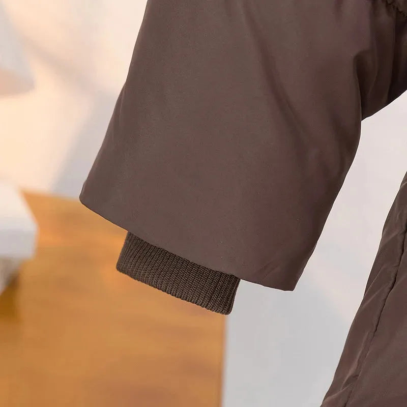Women’s Padded Short Winter Jacket with Belted Waist