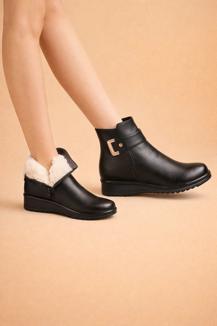 Women's Platform Ankle Boots with Fleece-Lined