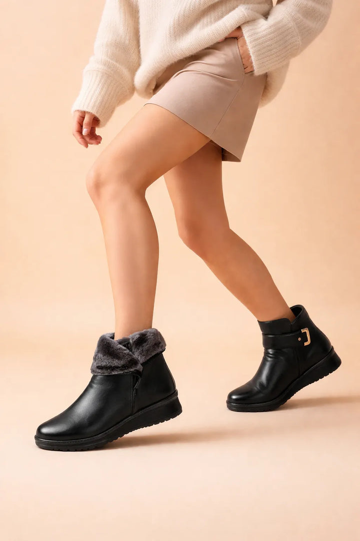 Women's Platform Ankle Boots with Fleece-Lined