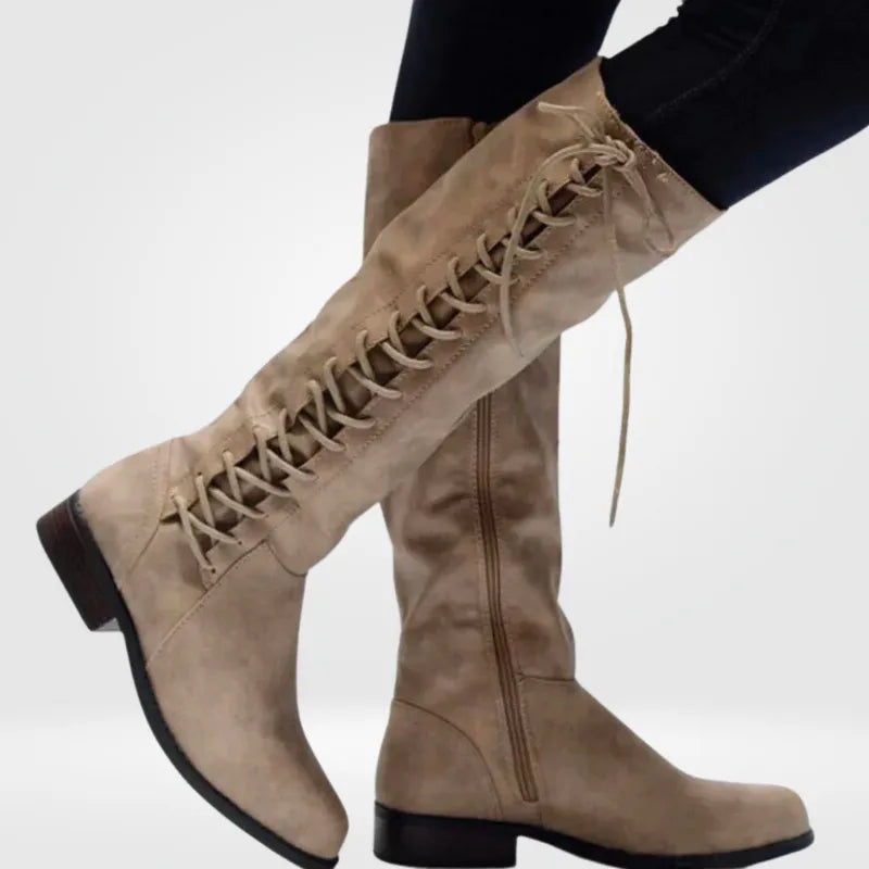 Women's Platform Knee High Boots with Side Zip