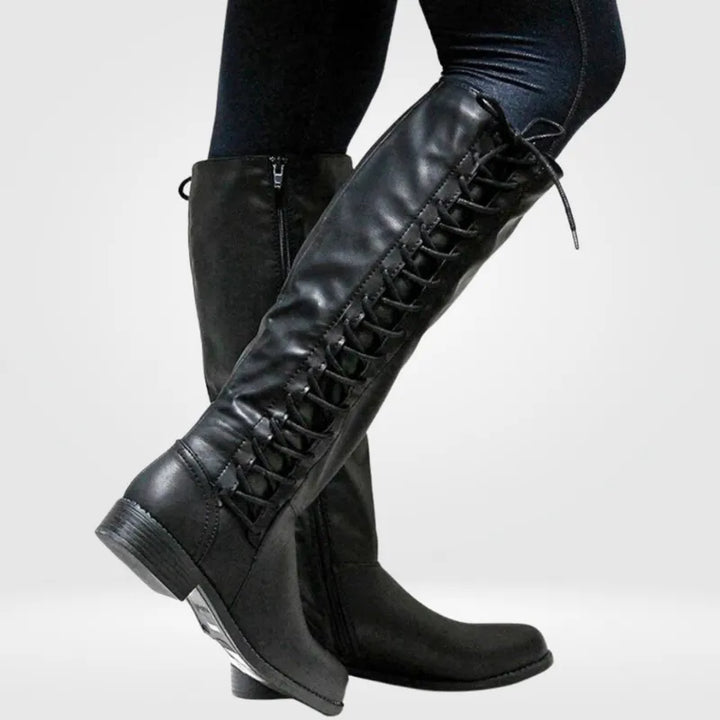 Women's Platform Knee High Boots with Side Zip