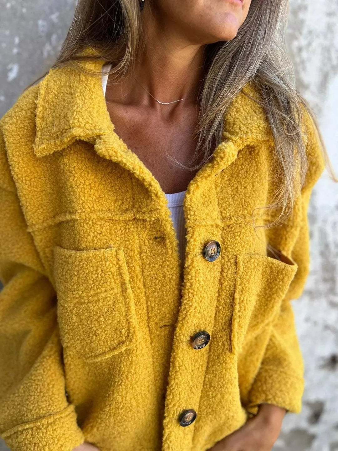 Women's Plus Size Teddy Jacket with Button Closure