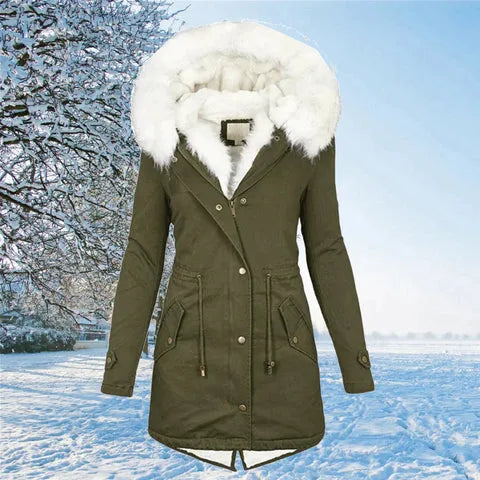Women's Pocketed Relaxed-Fit Winter Jacket with Hood
