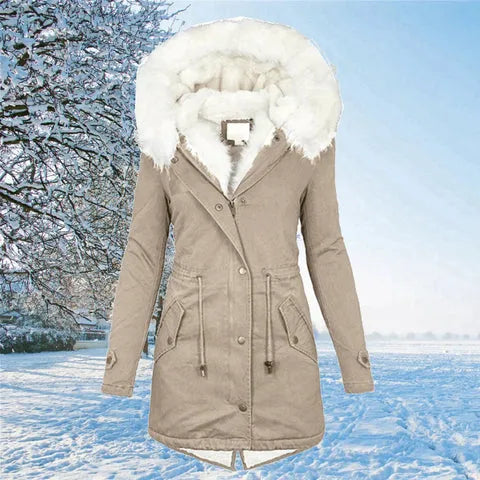 Women's Pocketed Relaxed-Fit Winter Jacket with Hood
