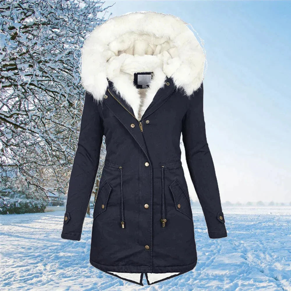 Women's Pocketed Relaxed-Fit Winter Jacket with Hood
