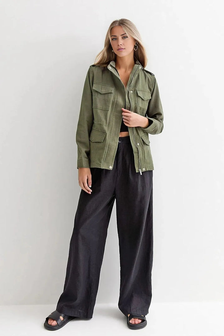 Women’s Quilted Jacket with Zip Closure and Pockets