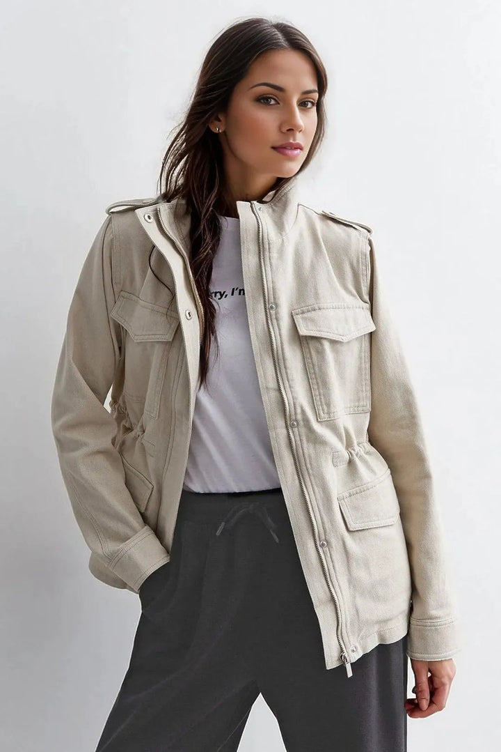 Women’s Quilted Jacket with Zip Closure and Pockets