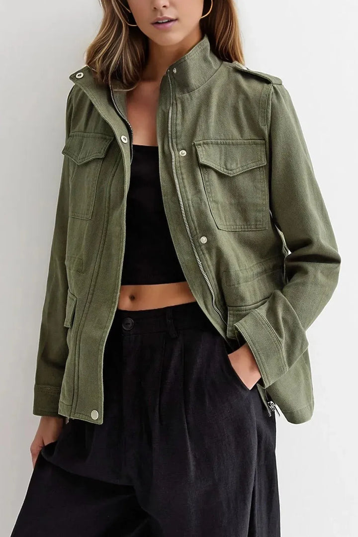 Women’s Quilted Jacket with Zip Closure and Pockets