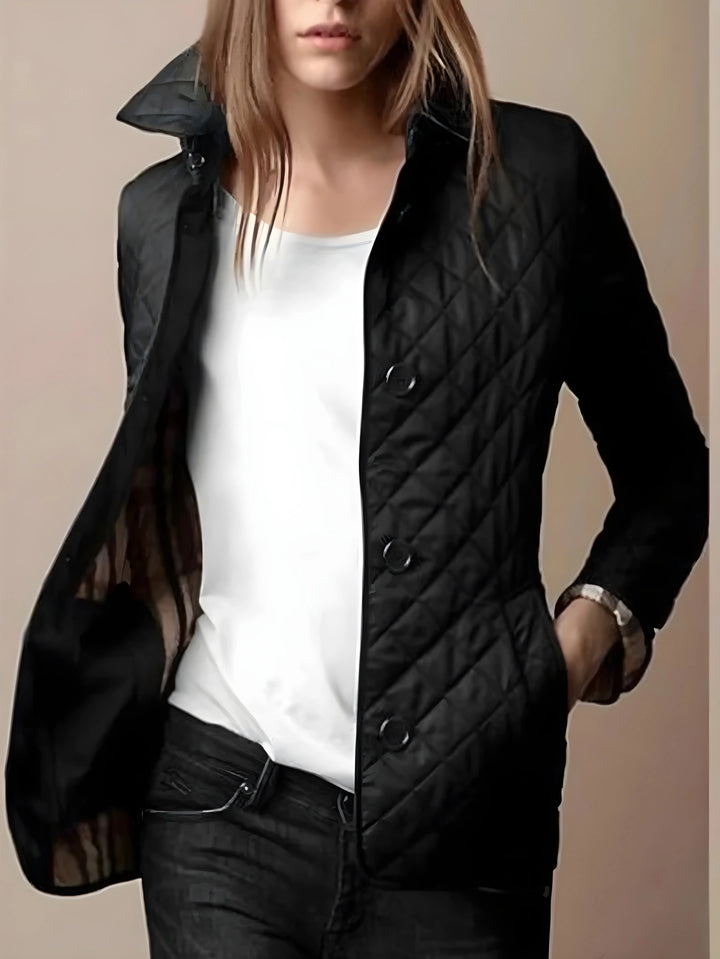 Women's Quilted Lightweight Jacket with Button Closure