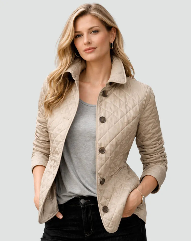 Women's Quilted Lightweight Jacket with Buttons