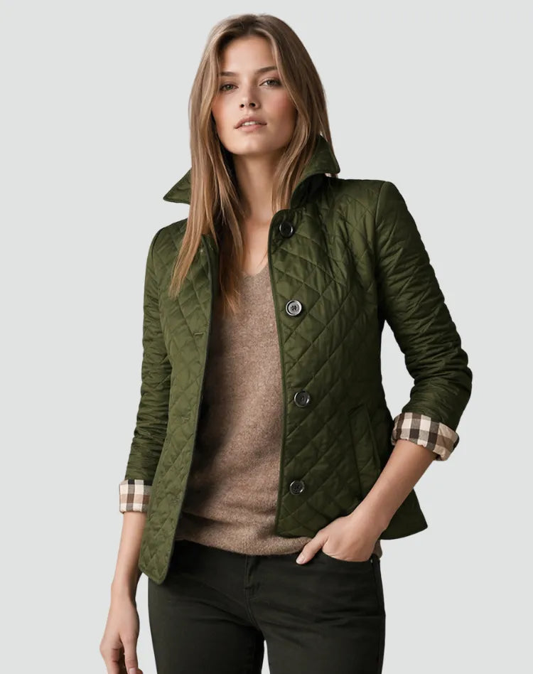 Women's Quilted Lightweight Jacket with Buttons
