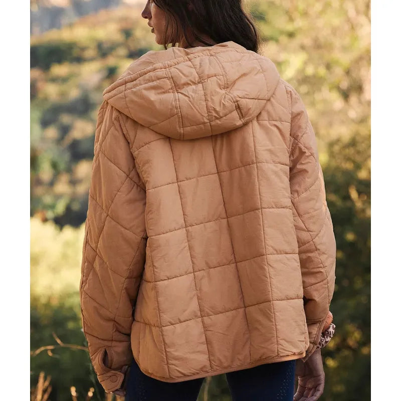 Women's Quilted Oversized Jacket with Hood