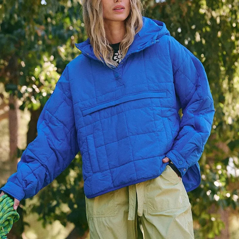 Women's Quilted Oversized Jacket with Hood
