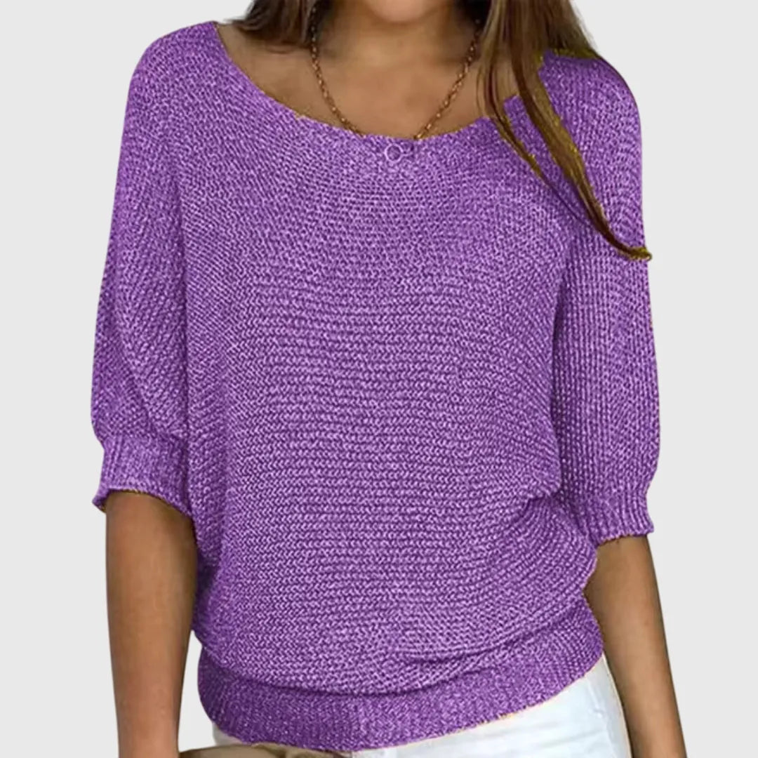 Women's Relaxed Fit Knitted Jumper with Ribbed Hem