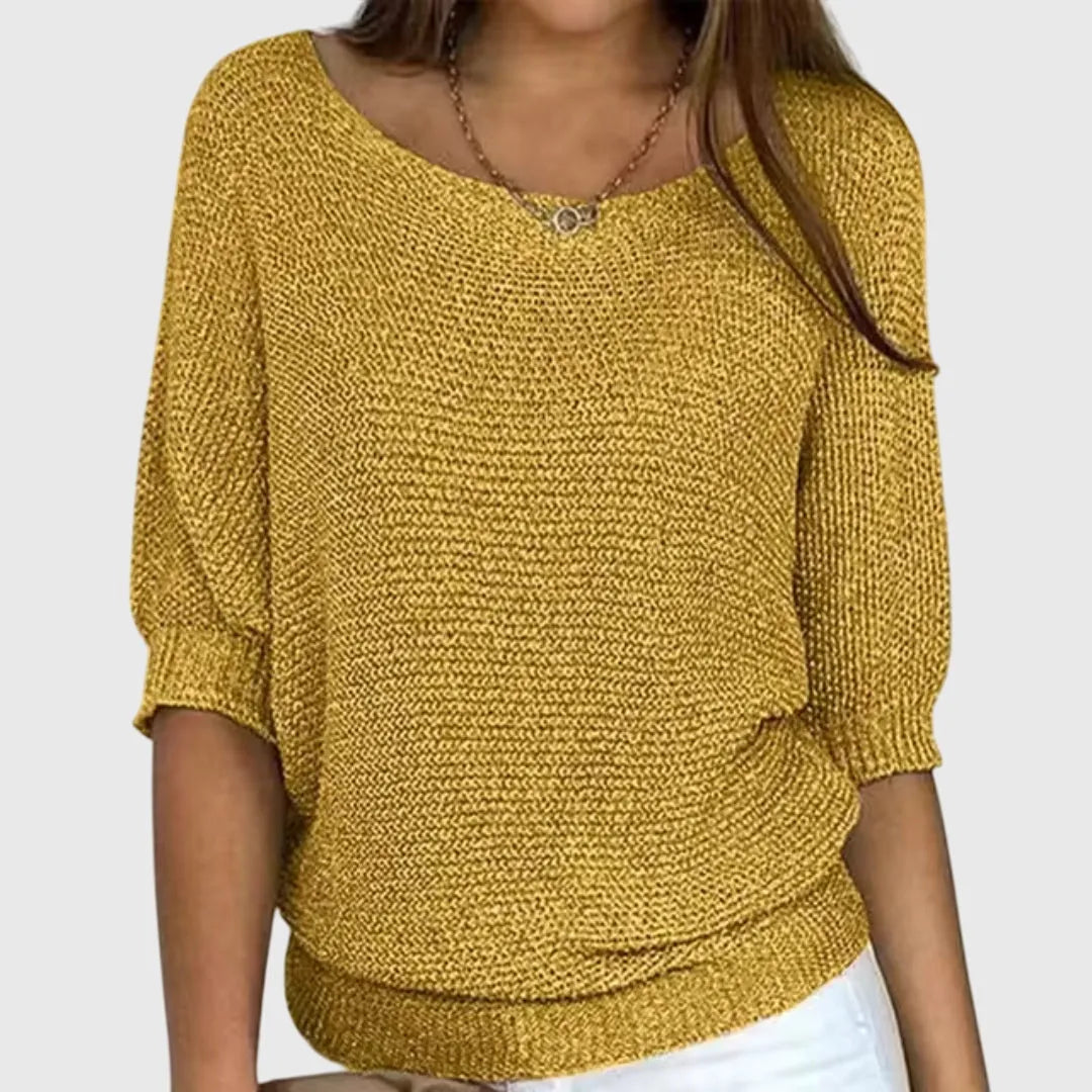 Women's Relaxed Fit Knitted Jumper with Ribbed Hem
