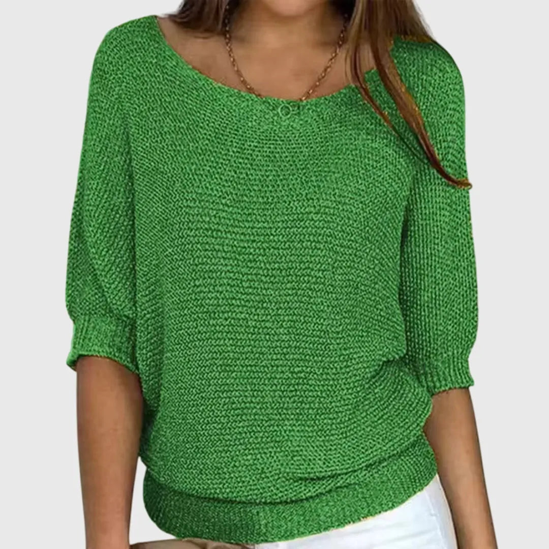 Women's Relaxed Fit Knitted Jumper with Ribbed Hem