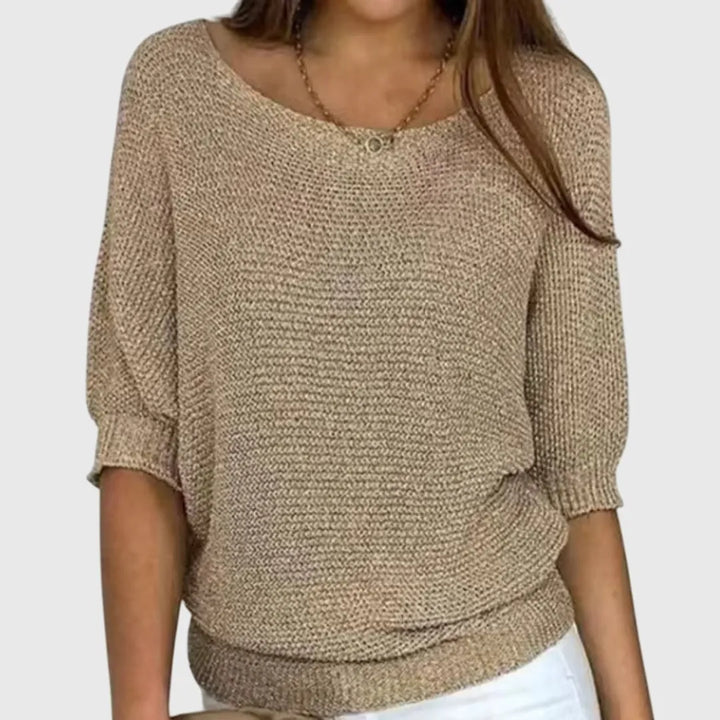 Women's Relaxed Fit Knitted Jumper with Ribbed Hem