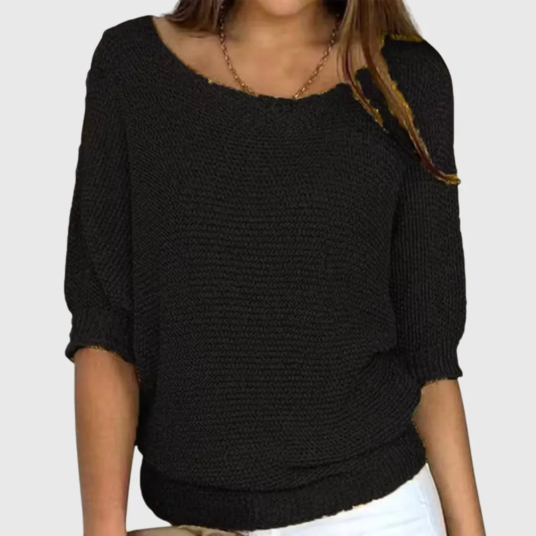 Women's Relaxed Fit Knitted Jumper with Ribbed Hem