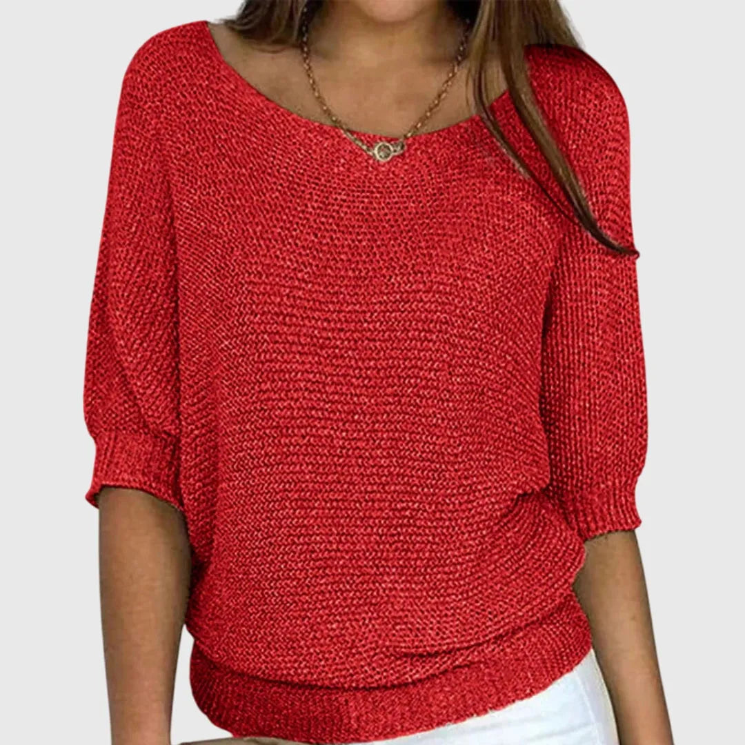 Women's Relaxed Fit Knitted Jumper with Ribbed Hem