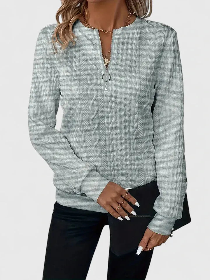 Women's Relaxed Fit Zip Jumper with Ribbed Cuffs