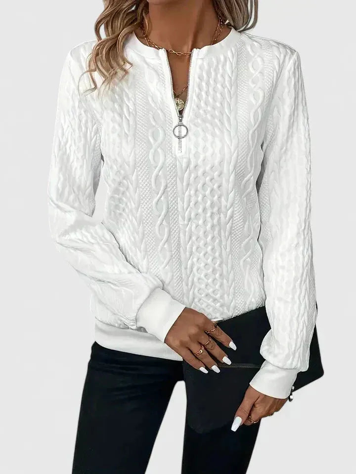 Women's Relaxed Fit Zip Jumper with Ribbed Cuffs
