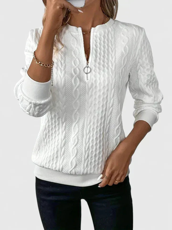 Women's Relaxed Fit Zip Jumper with Ribbed Cuffs