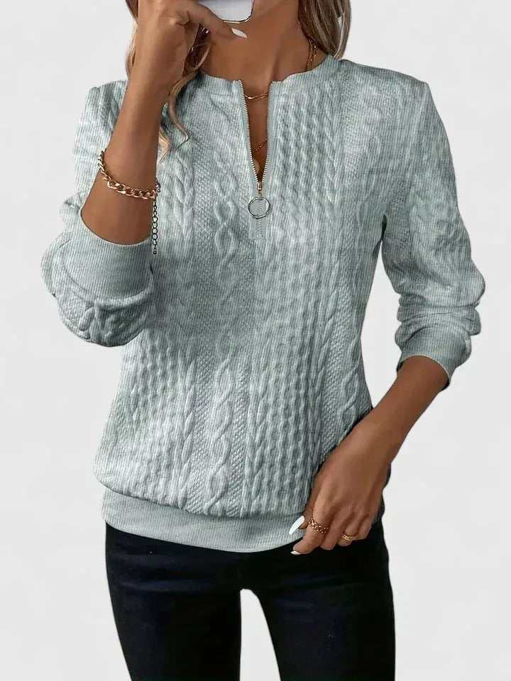 Women's Relaxed Fit Zip Jumper with Ribbed Cuffs