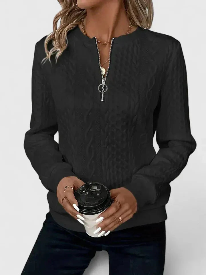 Women's Relaxed Fit Zip Jumper with Ribbed Cuffs