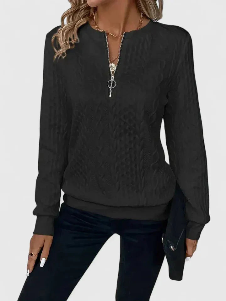 Women's Relaxed Fit Zip Jumper with Ribbed Cuffs