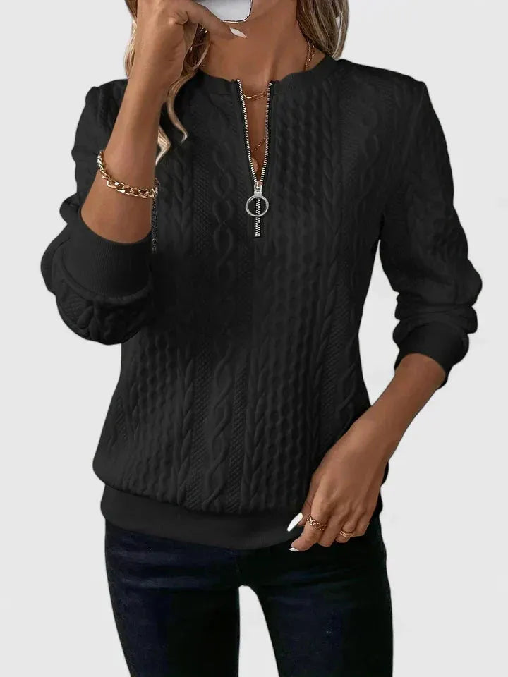 Women's Relaxed Fit Zip Jumper with Ribbed Cuffs