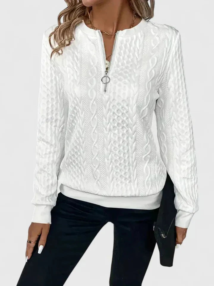 Women's Relaxed Fit Zip Jumper with Ribbed Cuffs