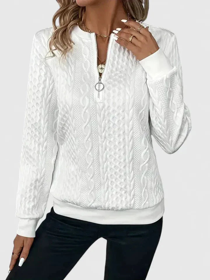 Women's Relaxed Fit Zip Jumper with Ribbed Cuffs