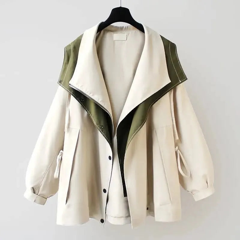 Women's Reversible Zip-Up Waterproof Jacket with Buttons